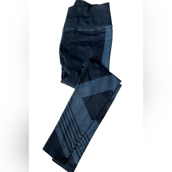 Nux leggings women’s XL blue two tone compression leggings ankle crop athletic - Picture 1 of 7